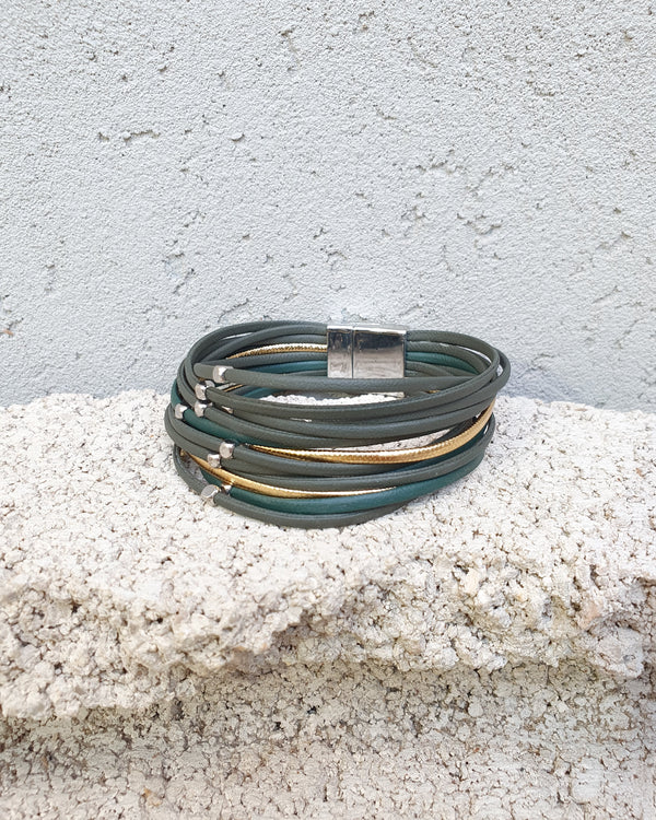 צמיד עור - ירוק