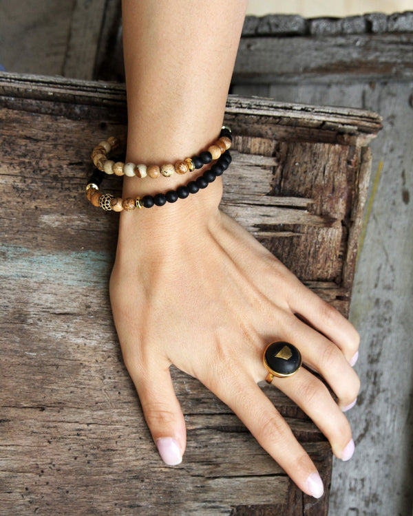 beads bracelet - black & natural