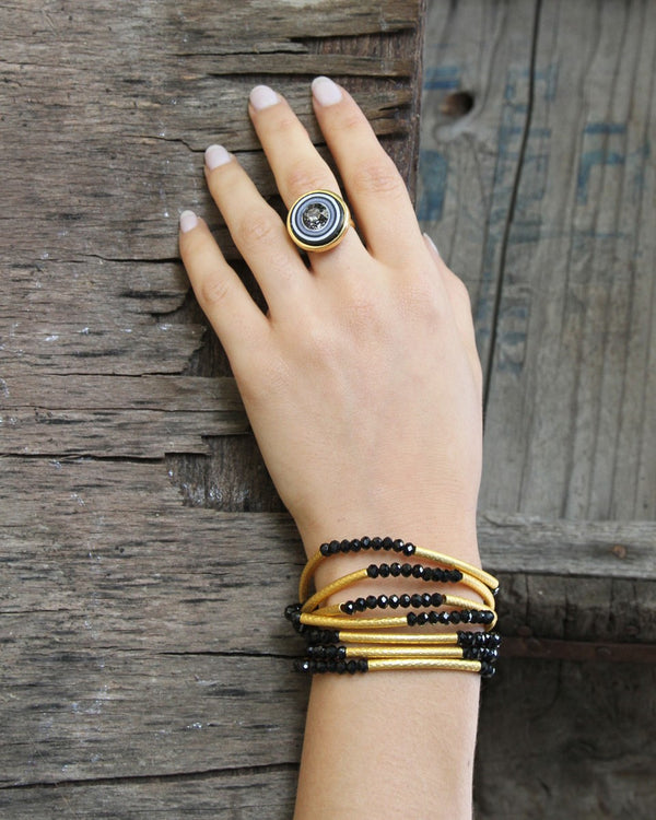 flexible bracelet - black & gold