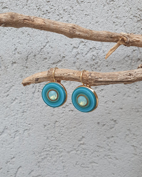 My studio earrings - turquoise & gold