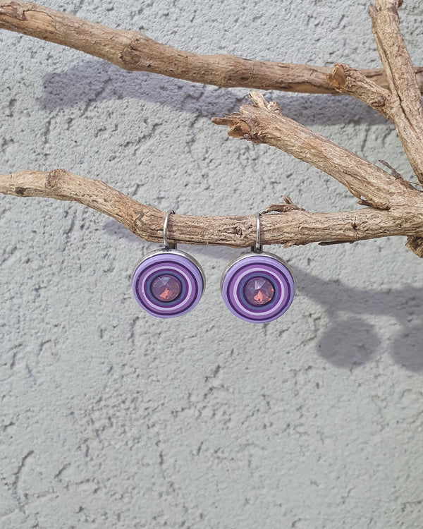 My studio earrings - purple & silver