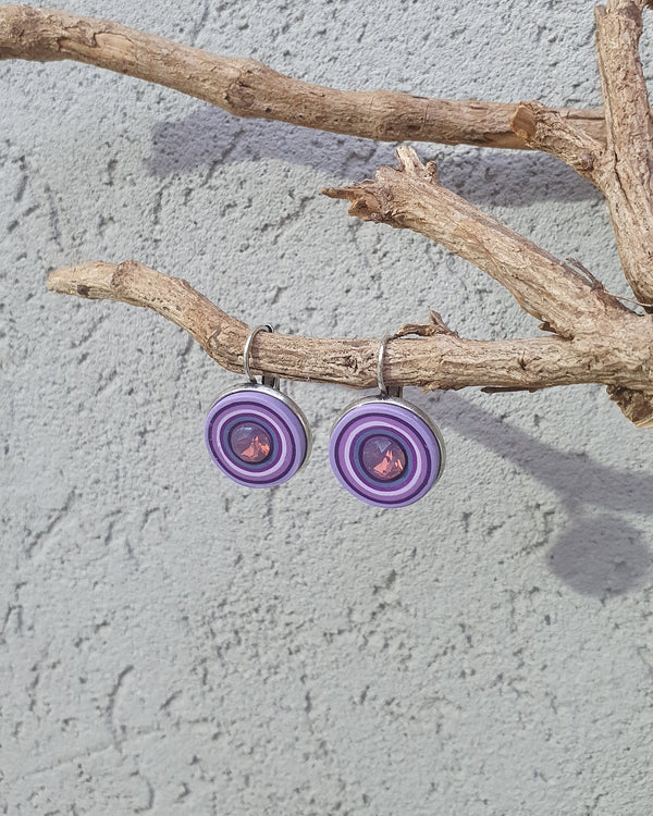 My studio earrings - purple & silver