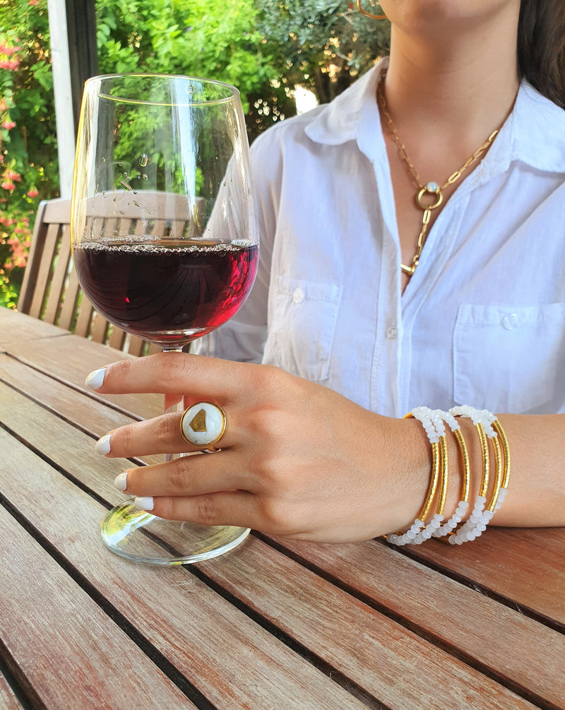 flexible bracelet - white & gold