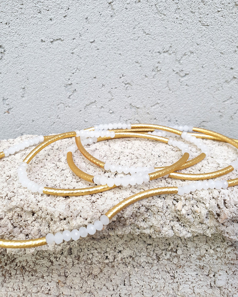 flexible bracelet - white & gold