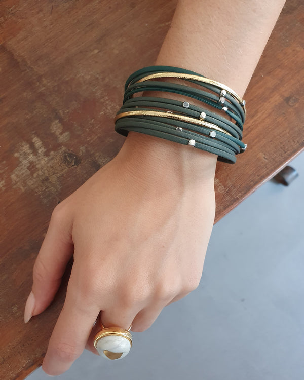 leather bracelet - green