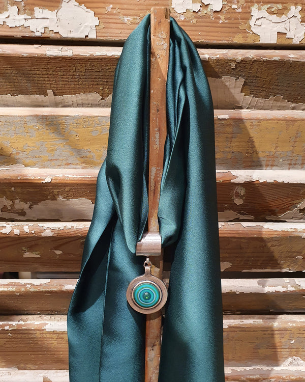 My studio scarf with pendant - bottle green