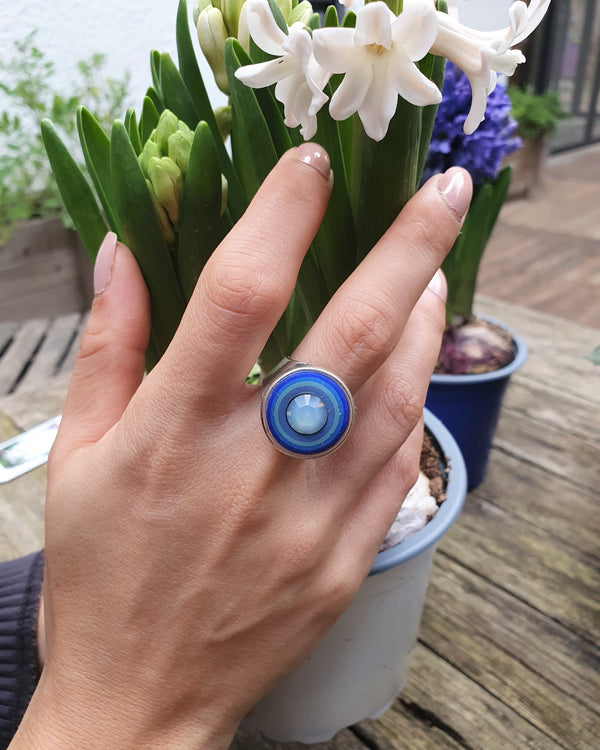 my studio S ring - silver & blue