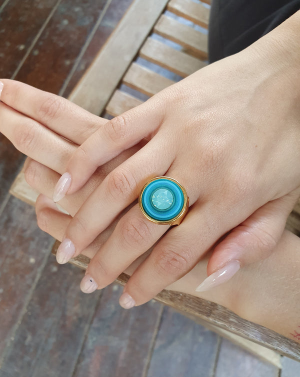 my studio S ring - gold & turquoise