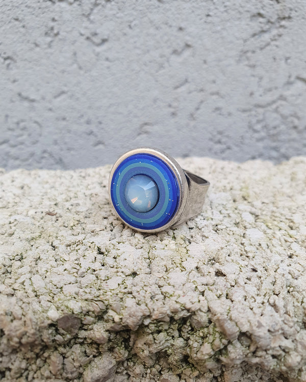 my studio S ring - silver & blue