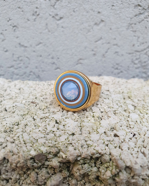 my studio S ring - gold & pale blue