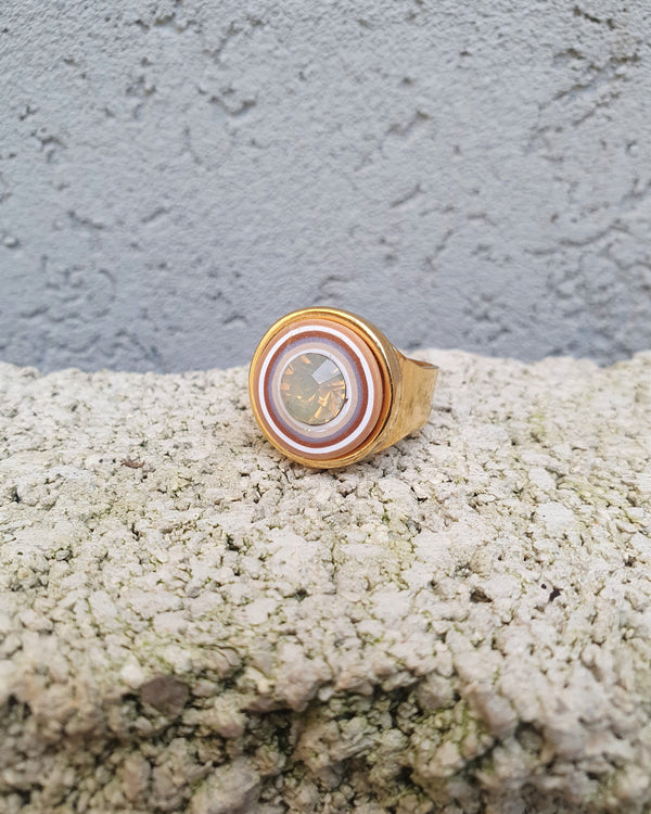 my studio S ring - gold & pearl white