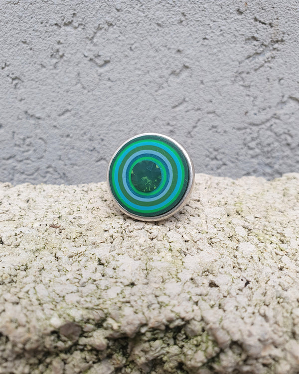 my studio L ring - silver & green