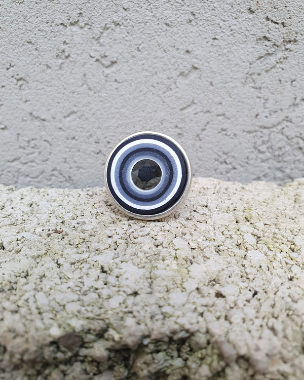 my studio L ring - silver & black