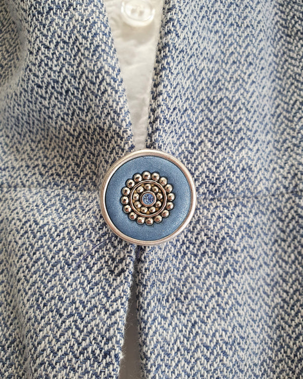 My studio brooch - silver & blue