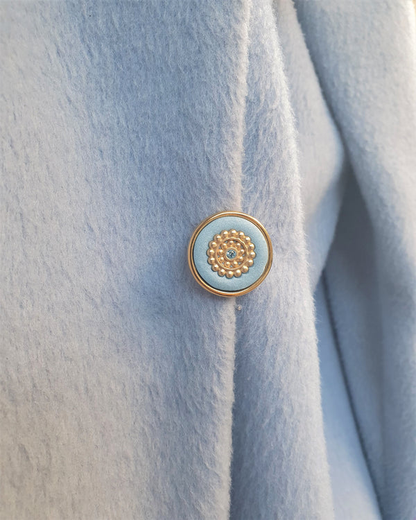 My studio brooch - gold & pale blue