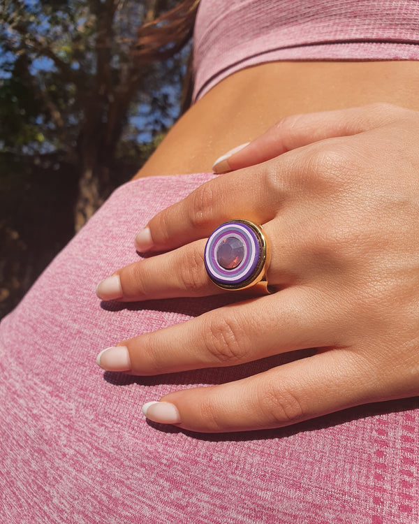 my studio S ring -gold & purple