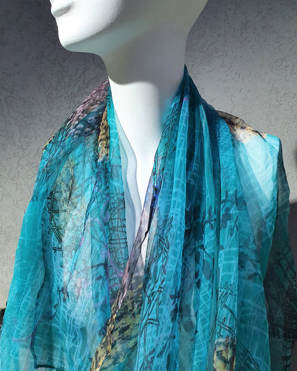 silk scarf - turquoise