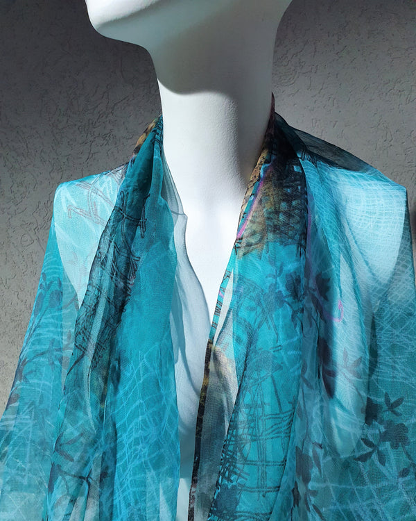 silk scarf - turquoise