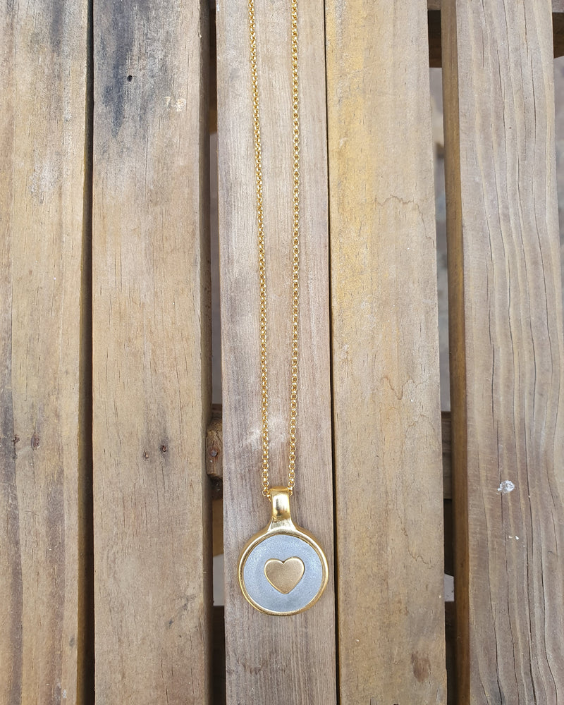 My studio hart pendant - gold & silver