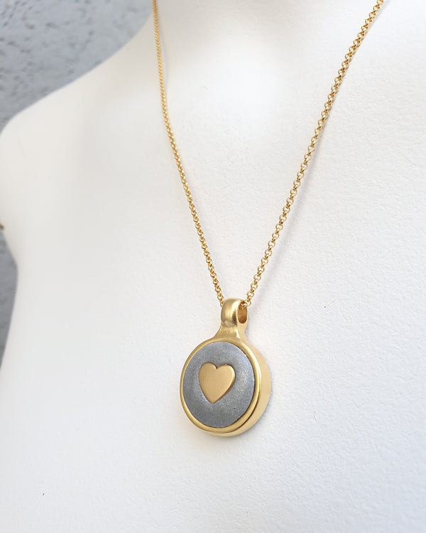 My studio hart pendant - gold & silver