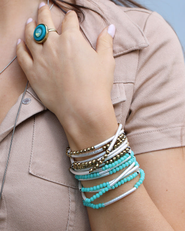 flexible bracelet - turquoise & silver