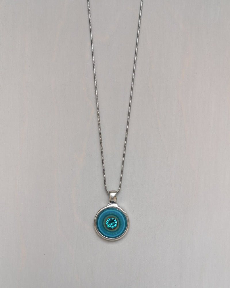 my studio small pendant - silver & turquoise