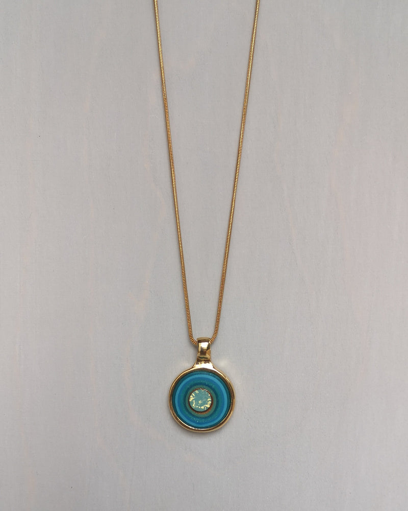 my studio small pendant - gold & turquoise