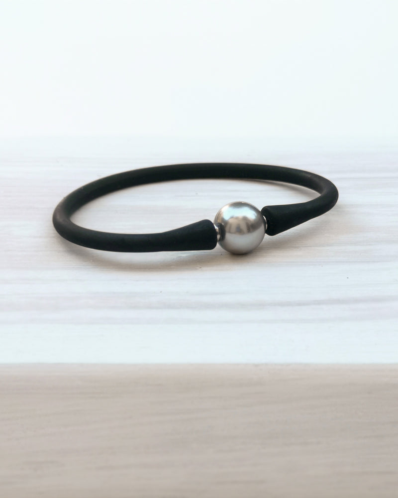 silicon bracelet - black & silver