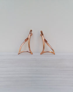 triangular earrings.