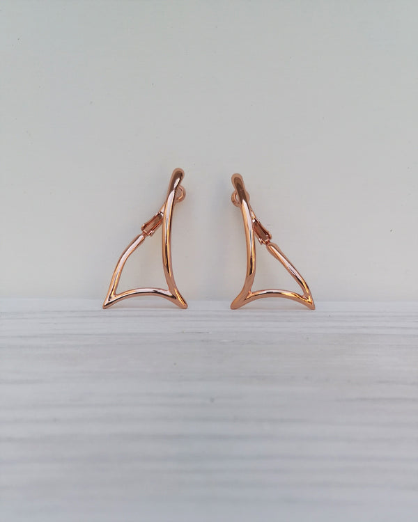 triangular earrings.