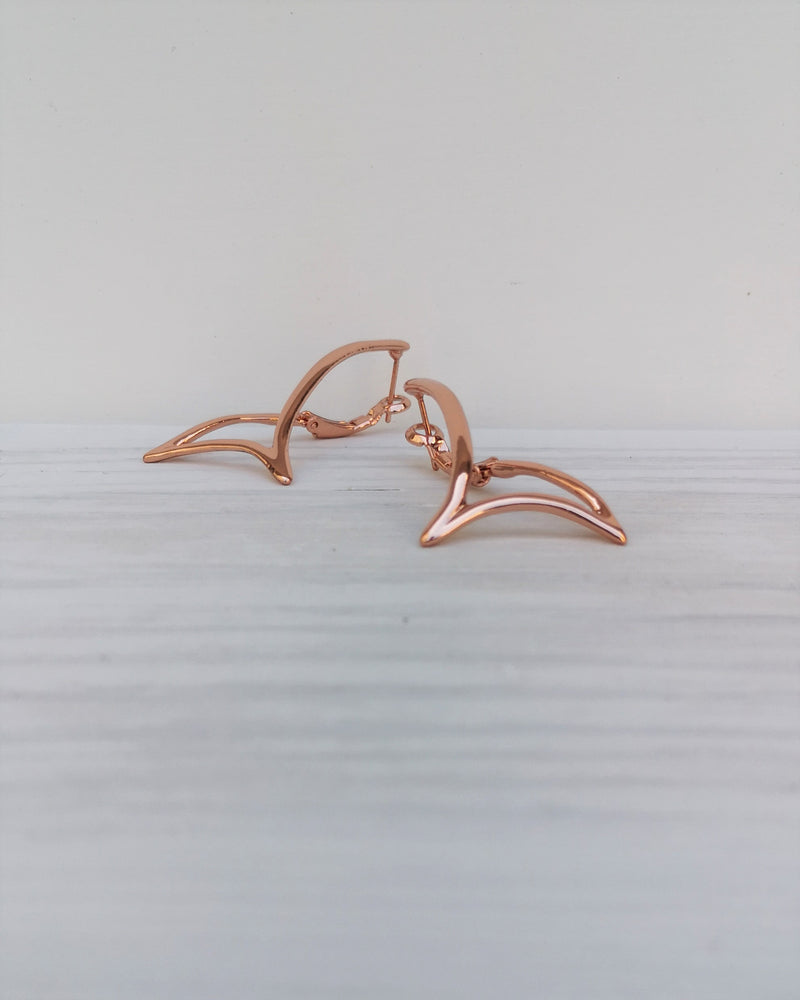 triangular earrings.