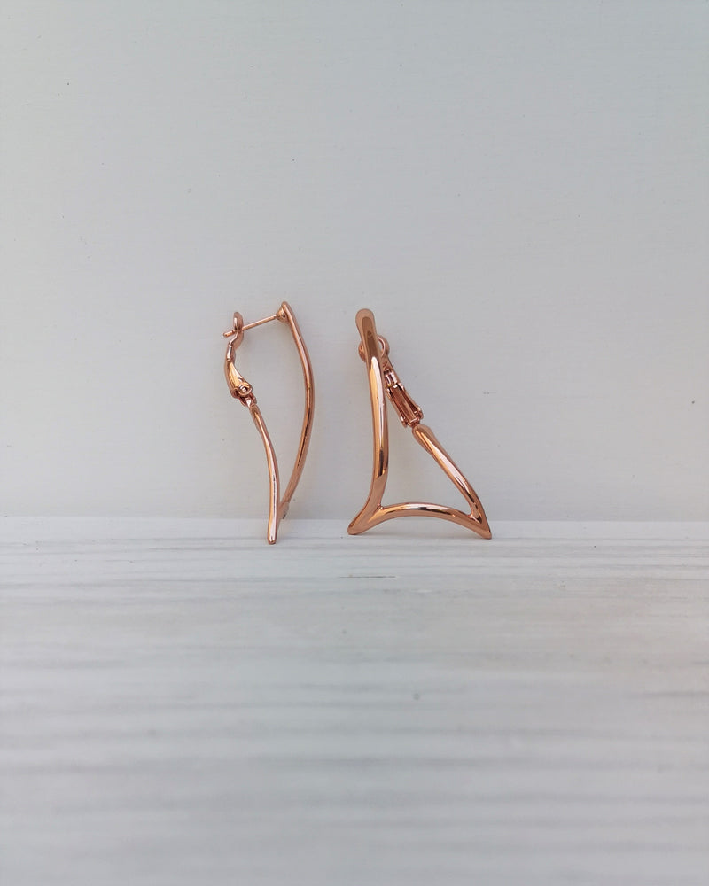 triangular earrings.
