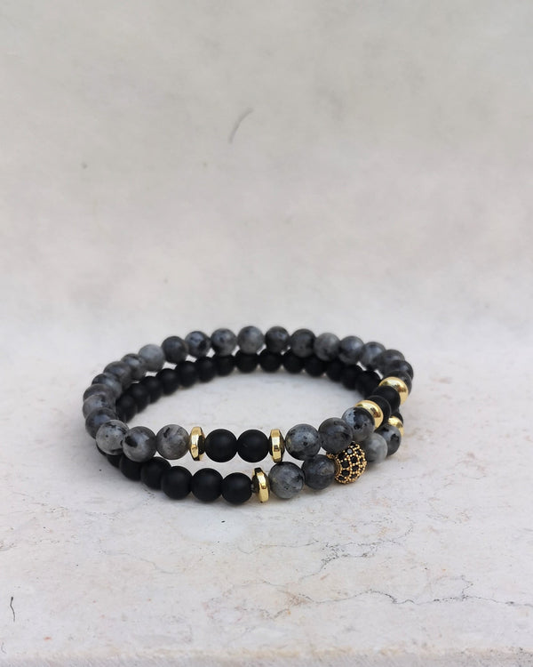 beads bracelet- black & gray