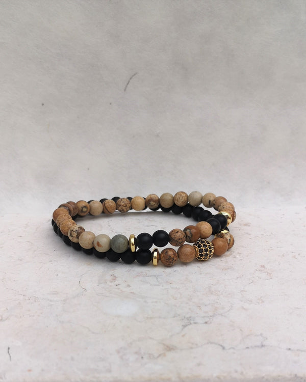 beads bracelet - black & natural