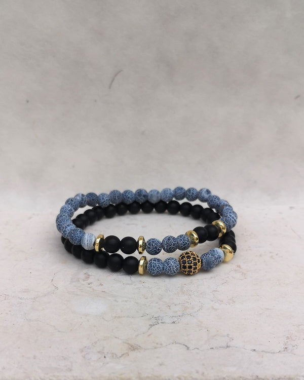 beads bracelet - black & blue