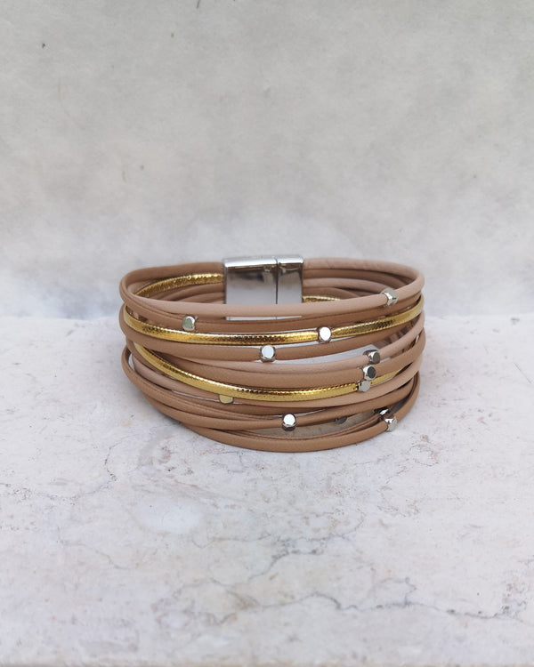 leather bracelet - nude