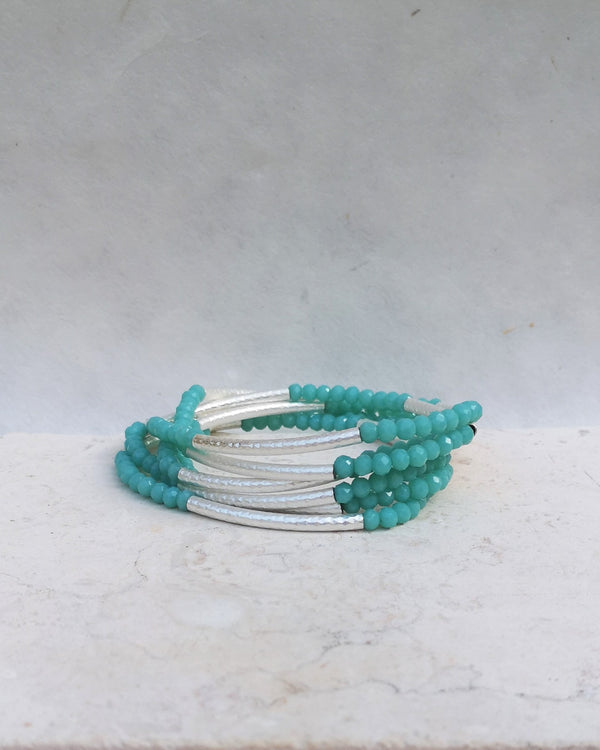 flexible bracelet - turquoise & silver