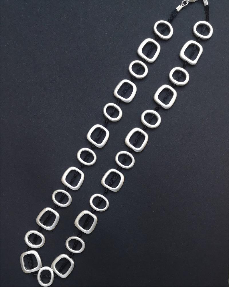 short squares necklace - silver