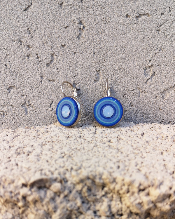 My studio earrings - blue & silver