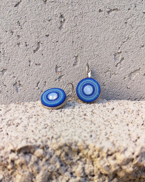 My studio earrings - blue & silver