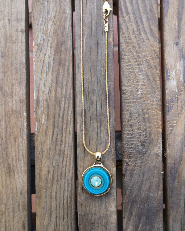 my studio small pendant - gold & turquoise