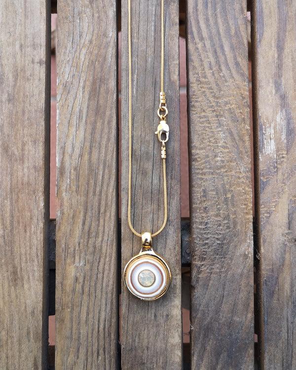 my studio small pendant - gold & white