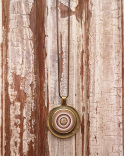 My studio long pendant - brass & white