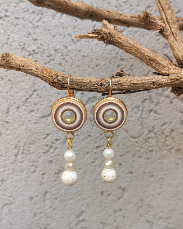 My studio long earrings - gold & pearl