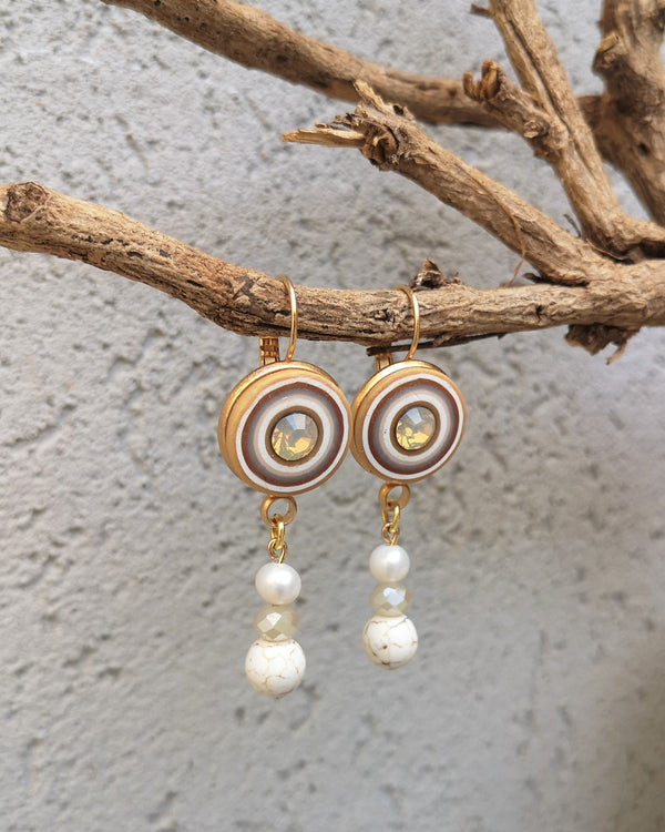 My studio long earrings - gold & pearl